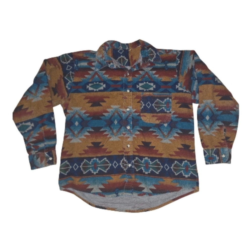 Aztec Patterned Button-Up Shirt - image 1
